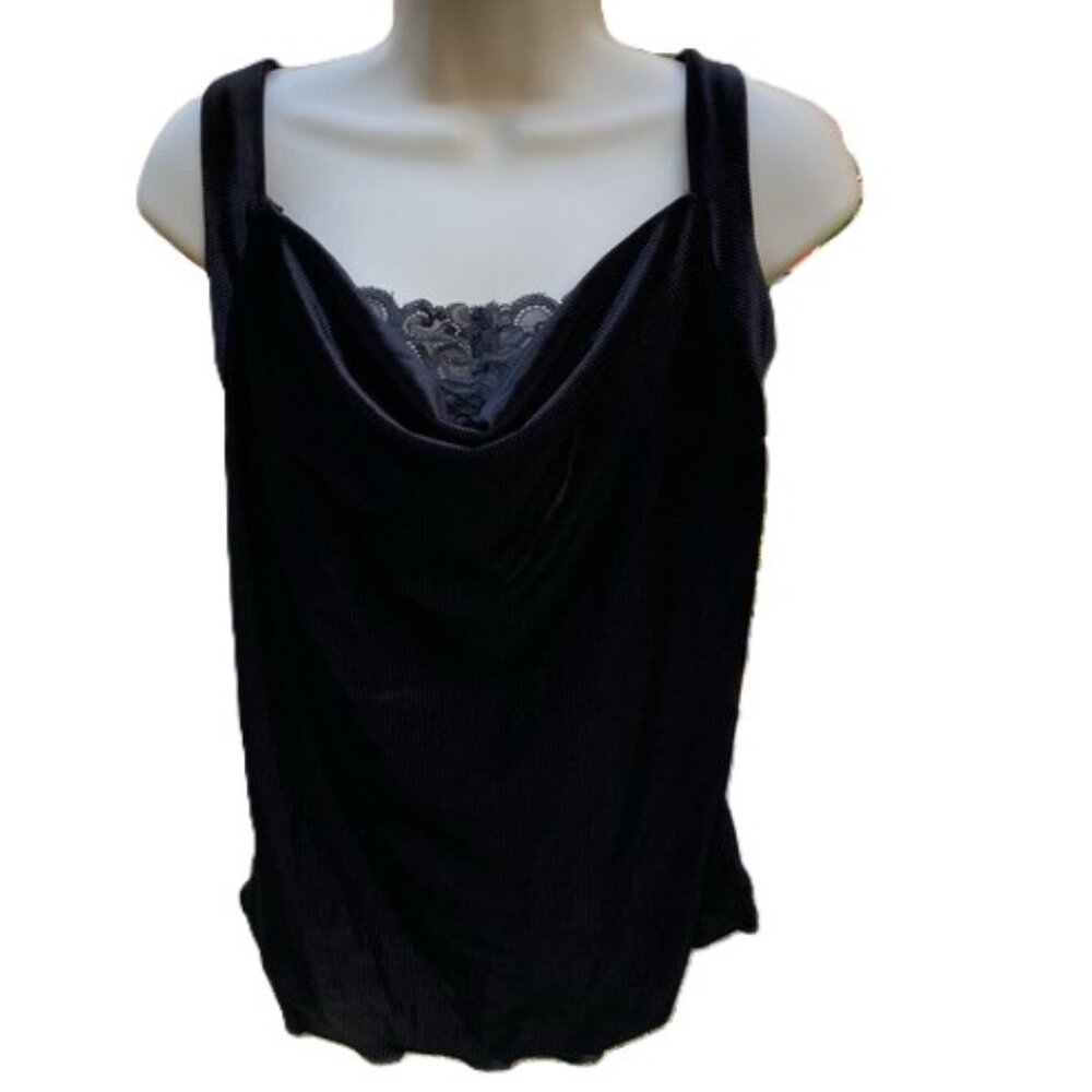 BLACK VELVET Sleeveless TankTop with Lace Detail Womens Medium